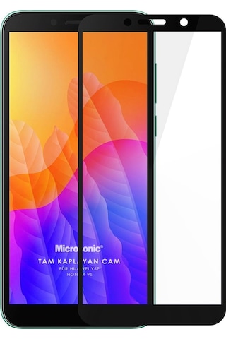 Microsonic Huawei Honor 9S Tam Kaplayan Cam Ekran Koruyucu Siyah