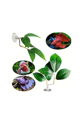 Elmpaly Xk4 Beta Balığı Aksesuarları Pvc Yapay Bitki Seti Emici Diskli Dekor Ve Saklanma