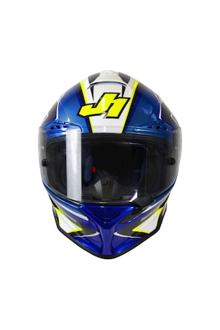 Just1 J-gpr Baldassarri Replika Kapalı Motosiklet Kaskı Siyah Mavi Beyaz Siyah - Mavi