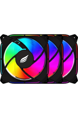 Hawk Gaming HF120 Silentforce 120mm ARGB Üçlü Kontrolcü ve Kumada Dahil Siyah Kasa Fanı