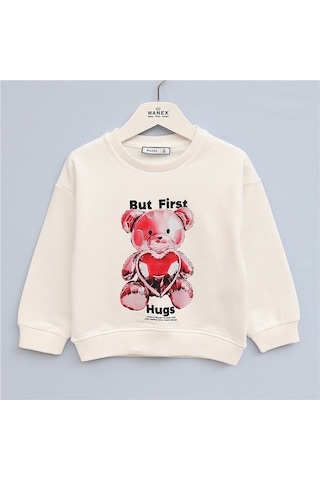 Wanex Kız Çocuk Uzun Kol Kalın Sweatshirt - 32681 Turkuaz