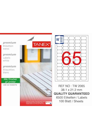 Tanex TW-2065 38.1 x 21.2 MM Etiket 100 Tabaka