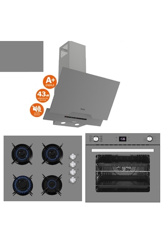 Ferre Afm Tech Greyon D065-SA + FM2210 + FM7710 Ultra Sessiz Silenart Gri Ankastre Set