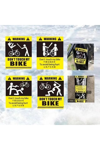 Stil A-1pc Bisikletime Dokunmayın Bisiklet Uyarı Çıkarılabilir Etiket Yansıtıcı Macun Mtb Su Geçirmez Dekoratif Bisiklet Aksesuarları 4 Türleri Sarı - Siyah