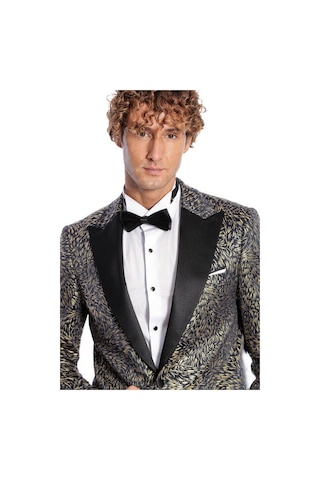 Wessi Tüy Desenli Slim Fit Erkek Smokin Ceket - Lacivert