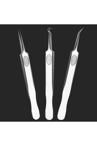 Vkemall 3'lü Paslanmaz Çelik Siyah Nokta Ve Sivilce Temizleme Seti - Cilt Bakımı Ve Hijyen İçin Profesyonel Araçlar