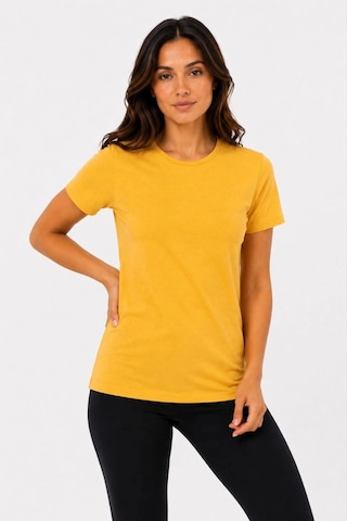 Primemagazam Kadın Basic Tişört Bisiklet Yaka Kısa Kol Günlük Yazlık Slim Fit T-shirt - Sarı Çeşitli