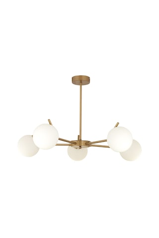 Sara 5Li Eskitme Boyalı Beyaz Camlı Salon Avize