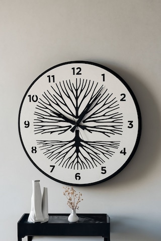 Dekoratif Yeni Modern Shaula Beyaz Ahşap Duvar Saati 48cm Siyah - Beyaz