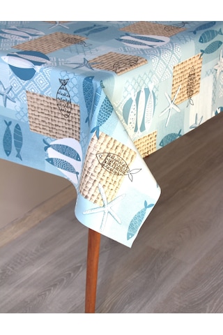 Elyaf Silinebilir Pvc Muşamba Masa Örtüsü 1253-1-balıkmavi Mavi