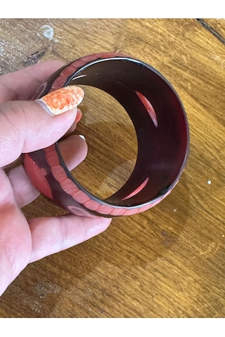 Oyma Kemik Kadın Hint Bileziği Çap 7 Cm 1212181897066g Bordo