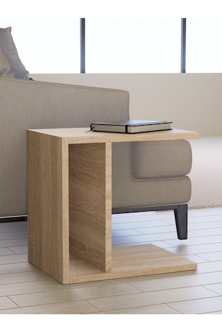 Detamob Fonksiyonel Yan Sehpa, Zigon Sehpa Mdf Meşe