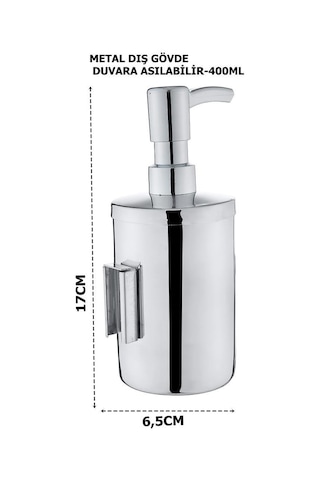 Geseus Ç.ayna Metal Krom Asmalı Sıvı Sabun Dispenseri 400ml-803
