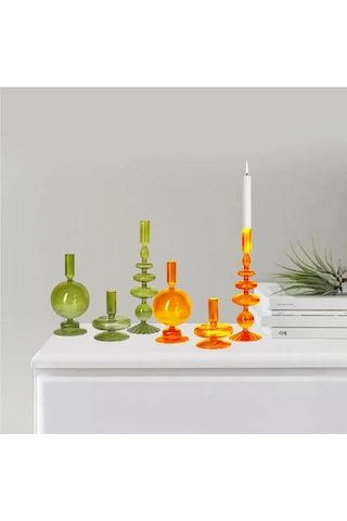 Yifomall 3 Lü Şık Cam Mumluk Seti - Farklı Boyutlarda Dekoratif Ve Modern Tasarım