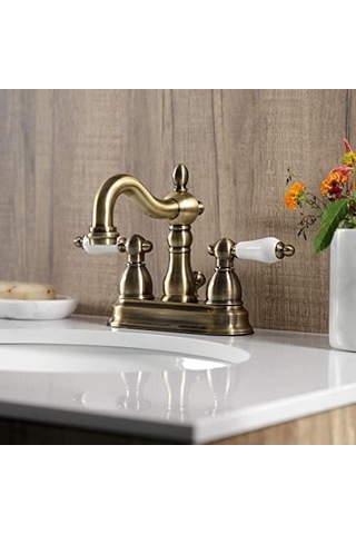 İki Kulplu Centerset Toilette Musluk Pirinç Vintage Finish