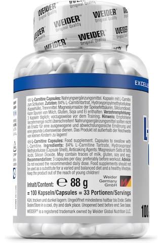 Weider L- Carnitine 1500 Mg 100 Caps Aromasız