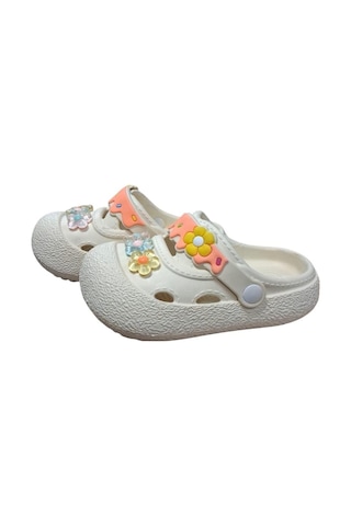 Calx Kız Çocuk Çiçek Figürlü Kaydırmaz Taban Terlik Sandalet Bnt8160 Bej
