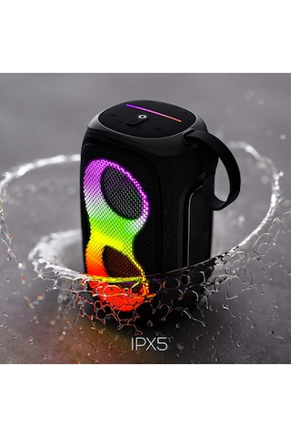 Lenyes S865 Luminous Serisi Su Geçirmez Çoklu Giriş Rgb Işıklı Tws Bluetooth Hoparlör V5.3 40w Siyah Siyah