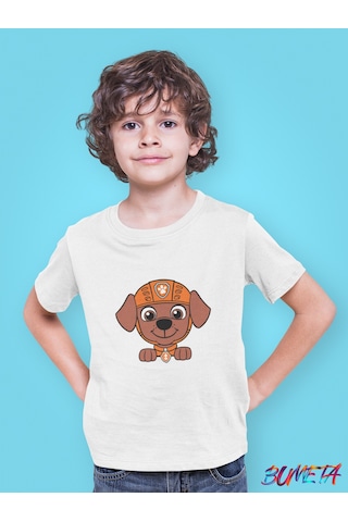 Bumeta Turuncu Takım Lideri Zuma Paw Patrol Çocuk Tişört T-shirt Beyaz