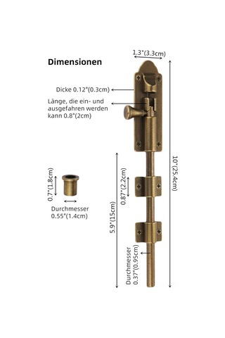 Springsun 25cm Uzun Bakır Palmetli Ahşap Kapı/pencere Kilitçigi - Kalınlaşmış Açık Montaj - Bakır Halka Takımı - Bronz Rengi Bronz