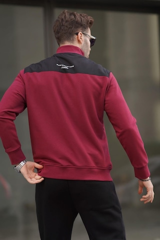 Madmext Bordo Fermuar Yaka Basic Erkek Sweatshirt 6157-bordo Bordo