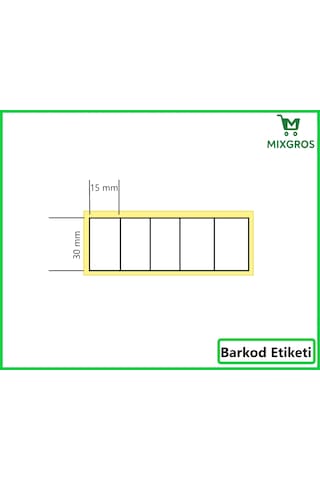 15x30 Mm Termal 5'li Ürün Barkod Etiketi 1 Rulo: 8000 Adet Etiket 1 Koli: 50 Rulo Etiket
