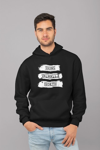 Nevermind Viking Valhalla North Kapüşonlu Sweatshirt Erkek Unisex Hoodie Siyah