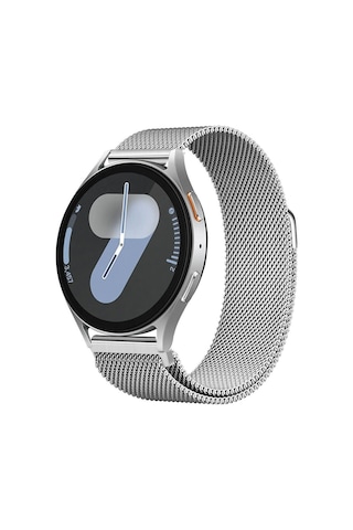 Galaxy Watch 6 / 5 / 4 Fe Uyumlu Manyetik Milanese Metal Kordon 40-47mm Gümüş