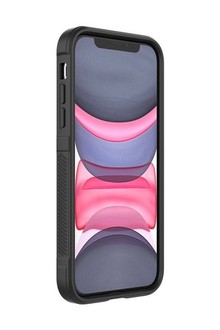 Apple iPhone Uyumlu 11 Kılıf Kamera Korumalı Esnek Silikon Parmak Şeritli Erd Kırmızı