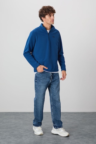 Standart Kalıp Dik Yaka 2li Paket Koyu Gri-parlament Erkek Polar Sweatshirt - 88310 Koyu Gri - Mavi