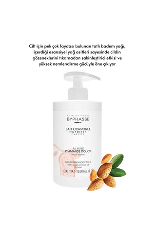 Tatlı Badem Yağlı Besleyici Vücut Sütü Pratik Pompalı Ambalaj 500ml