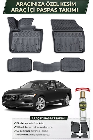 Volvo S90 2018 Model Aracınıza Özel Üretim Esnek Kauçuk Paspas Takımı