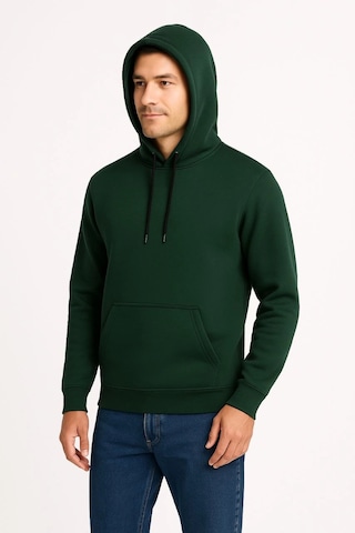 Novalisse Erkek 3 İplik Pamuklu Kapüşonlu Kanguru Cepli Sweatshirt Hoodie - Haki Çoklu Renk