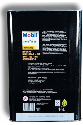 Mobil Nuto H46 Hidrolik Yağı 16 L