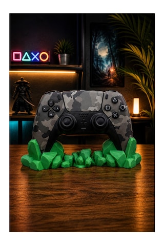 Veriqo 3d Ps5 Uyumlu Gamepad Standı Kristal Tasarımlı Oyun Kolu Tutucu Masaüstü Controller Standı Yeşil