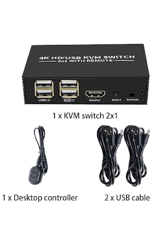 Alfais 4306 Hdmi Kvm Switch 2 Port Usb Type C 2 PC Tek Kasa Klavye ve Mouse Kontrol Çoklayıcı
