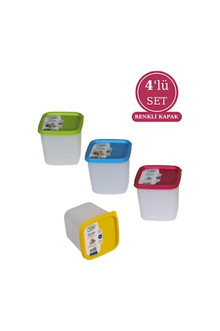 Flosoft 380 Ml Alaska Buzdolabı Dondurucu Erzak Gıda Saklama Kabı 4'Lü Set 4X380 Ml Çok Renkli
