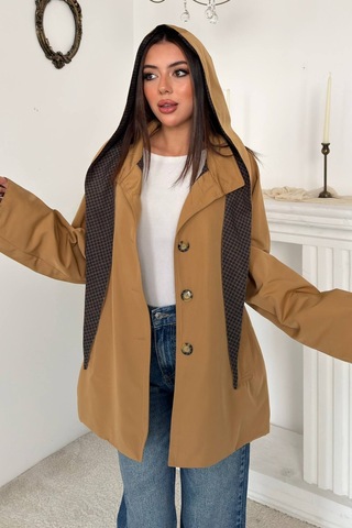 Alemdarshop Camel Kapşonlu Ceket