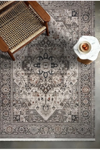 Mariesse Home Antik Serisi Vintage Modern Dokuma Salon Oturma Odası Halısı 401-bej