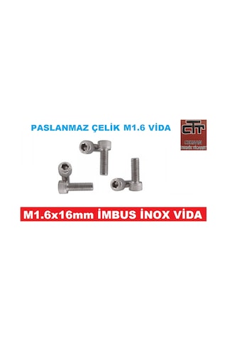M1.6 Imbus Minik Mikro Vida Inox Adet ve Boy Seçenekli 24 Adet-6 MM
