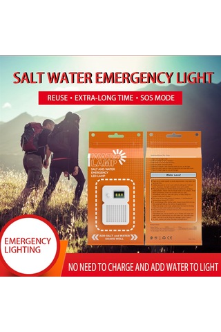 Aubyhe Tuzlu Su İle Çalışan Led Fener, Dış Mekan Işığı, Şarj Gerektirmeyen, 200 Saat Süre, Portatif Kamp Lambası Turuncu Tuz Paketi Yok Çok Renkli