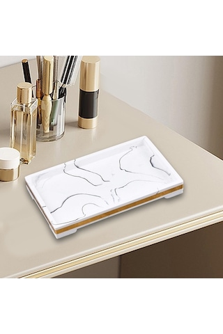 Pazly Vanity Tepsisi Tepsi Suntek Mutfak Mermer Dekoratif Beyaz Banyo Uy Beyaz