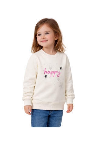 Kız Çocuk Happy Sweatshirt Bgl-st05270 Ekru