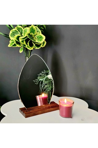 Tekir Store Damla Model Ahşap Standlı Çerçevesiz İki Açılı Makyaj Aynası