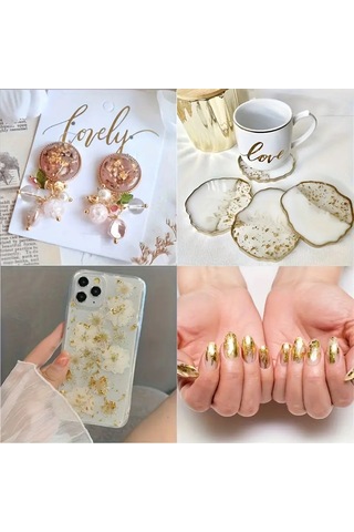Altın Yaprak, Yaprak Altın, Varak Altın, Gold Tırnak Süsü, Dekoratif, Epoksi Reçine-9x9cm-100sayfa