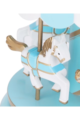 Kosona Mavi Devrilen Atlı Karuseli Müzik Kutusu - Ev Dekorasyonu, Pastalarda Kullanılabilir, Doğum Günü Hediyesi