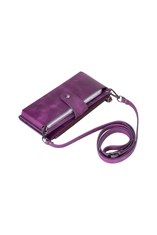 Bloominbag Lozan Strap Mulberry Velvet Gerçek Deri Çapraz Askılı Cüzdan Çanta Mor