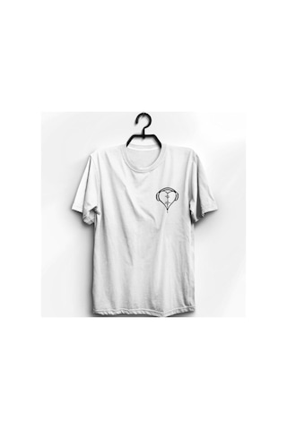 Stoned&Fame Unisex Beyaz Kulaklık Kalp Ritim Müzik Baskılı T-shirt Beyaz