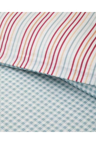 Pastel Gingham Pamuklu Çift Kişilik Nevresim Seti 200x220 Cm Pembe - Turuncu