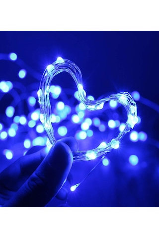 Ev Balkon Ve Parti İçin 10 Metre Pilli Mavi Renk Peri Led Yılbaşı Süsü Işık Mavi